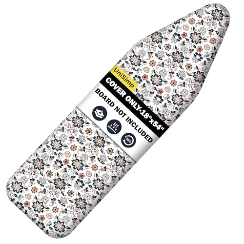 Image of Ironing Board Cover and Pad 18 inchx54 inch Extra Thick Natural Cotton,Scorch and Stain Resistant Iron Board Cover,Extra Large Iron Board Cover with Fasteners Heavy Duty Heatproof Elastic Edge Floral