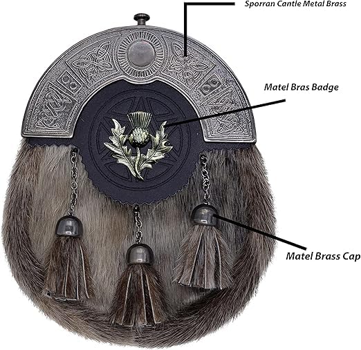 Scottish Kilt Sporran with Traditional Badges – Genuine Leather, Perfect for Highland Attire3