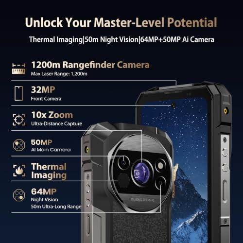 Image of FOSSIBOT F115 Ultra 5G 20000mAh /33W Rugged Phone Thermal Imaging Android 16, Dimensity 7100+36GB+256GB Gaming Phone, 1200m Ranging, 6.78 inch FHD+120Hz Gorilla Glass,50m Range Night Vision 64MP Cell Phone