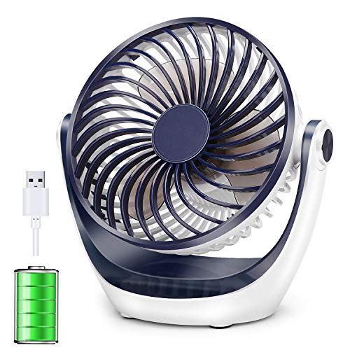 Aluan Desk Fan Small Table Fan with Strong Airflow Rechargeable Battery Operated Portable