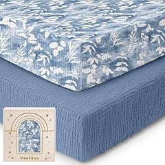 Yoofoss Muslin Crib Sheets for Boys Girls, Organic Cotton Baby Crib Sheets for Standard Crib Mattress & Toddler Mattress, Soft, Breathable, Durable 52"x28"