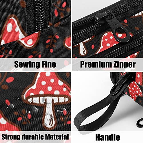 Image of Fustylead Amanita Red Mushroom Pen Pencil Case Makeup Pouch Big Capacity Multi-Purpose Travel Bag Office Organizer with Zipper