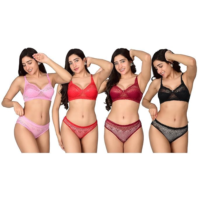 Women’s Cotton Non-Padded Bra Panty Lingerie Set | Full Coverage Soft Support Innerwear Set | Comfortable Everyday Wear for Women-picture-29
