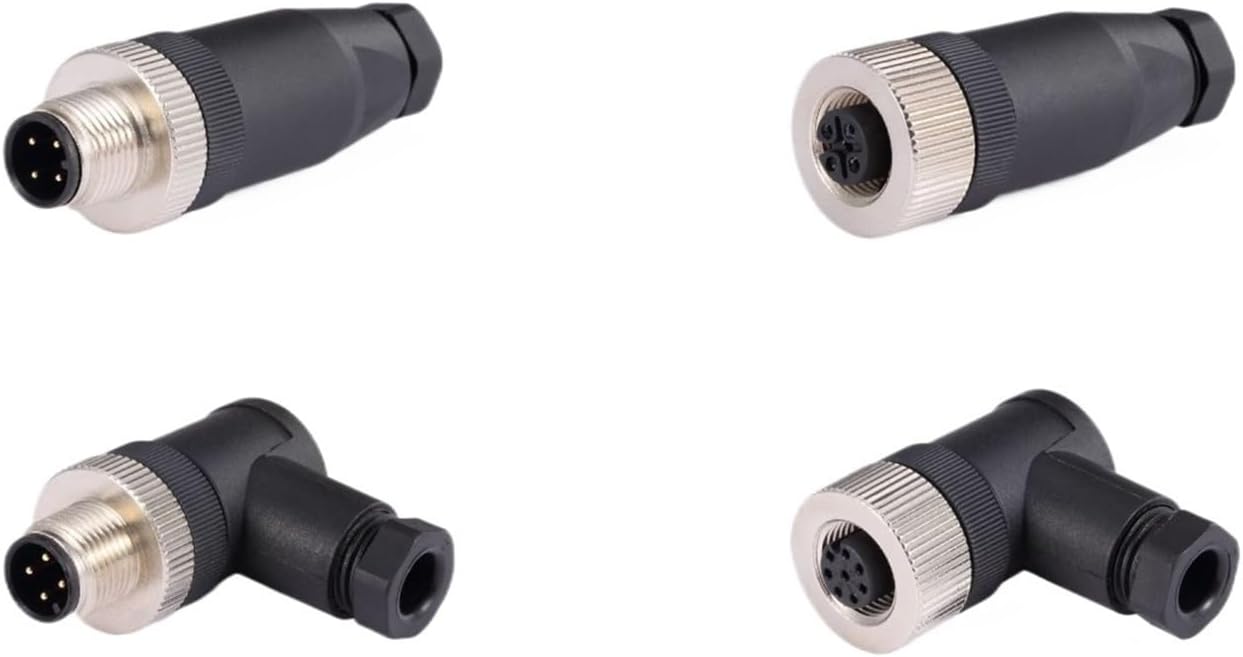 M12 Connector 4 5 8 core pin Hole Needle Right Angle Bevel Assembled Screw Wiring(M12 4 pin Straight Male Screw Connection)