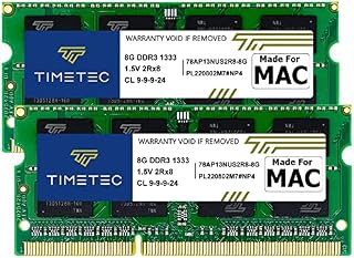 Timetec Hynix IC compatible with Apple 16GB Kit (2x8GB) DDR3 1333MHz PC3-10600 SODIMM Memory Upgrade For selected MacBook Pro/iMac/Mac Mini /Server