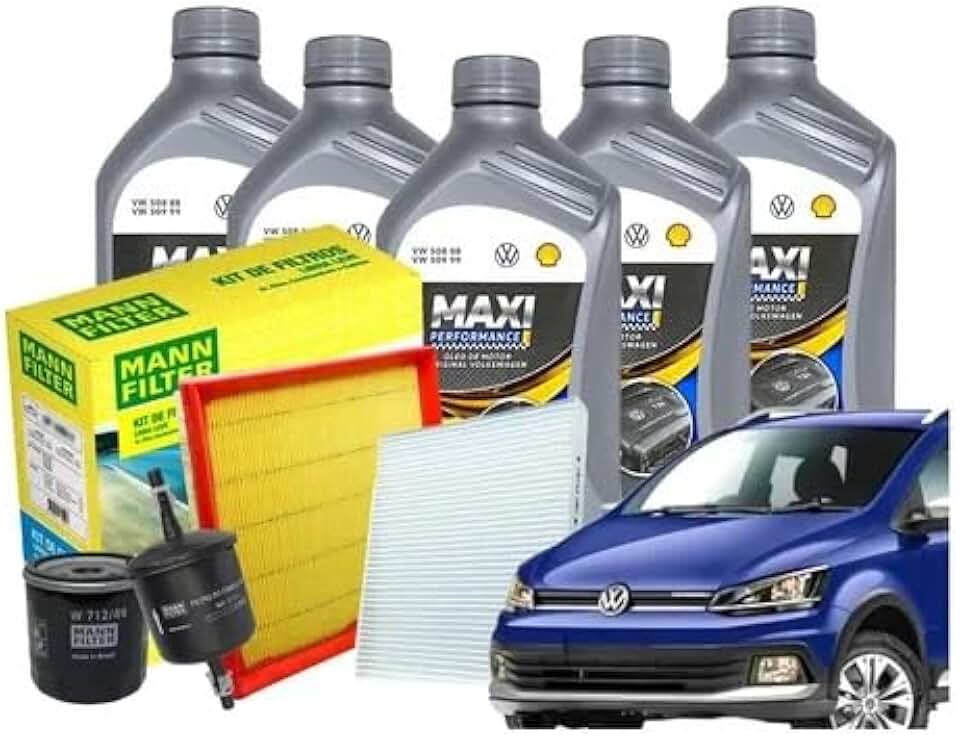 Kit Completo Revisão Compatível com Fox 1.6 16V 2015 a 2021 5L Óleo 5W40 + Filtros de Óleo Ar Combustível Cabine