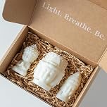 AURABOHO Set of 3 Unscented Buddha Candles Set - Natural Soy & Beeswax Candles Gifts for Women - Long Burning Relaxation Gifts for Yoga, Meditation, Mindfulness & Home Décor