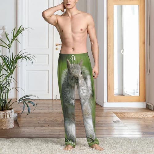 Pantalon pyjama homme polaire chaud écureuil rouge taille élastique