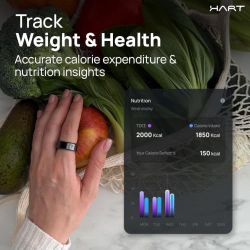 Image of HART X2 Smart Ring for Women & Men, Buy Sizing Kit First, Advanced Health & Fitness Ring with Sleep Tracker, 8+ Days Battery, 50m Waterproof, No Subscription, Charging Case, Gunmetal Black 12