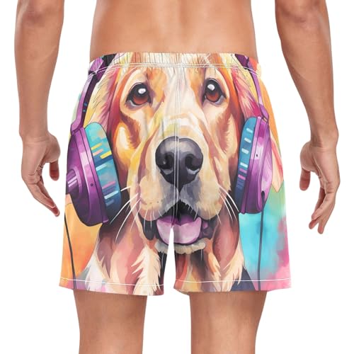 Mens Swim Trunks Quick Dry Swim Shorts with Pockets Liner Dog Golden Retriever2