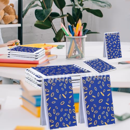 Mini carnet de notes à spirale avec anneaux bleus et dorés pour écrire partout - 4