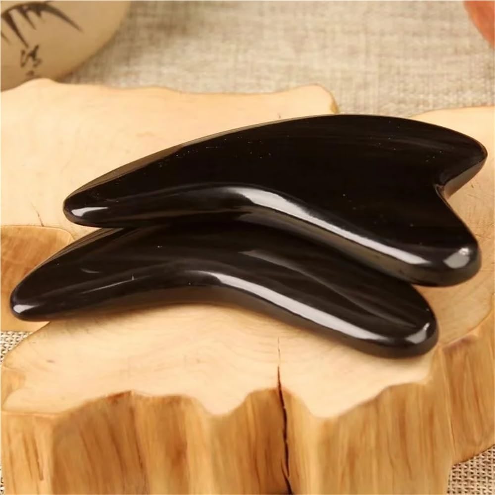 Gua Sha-Massagegerät for das Gesicht, schwarzes Hornbrett for die traditionelle Therapie des Körpers und des Gesichts, Anti-Aging-Hautpflege(Thickness 12mm)