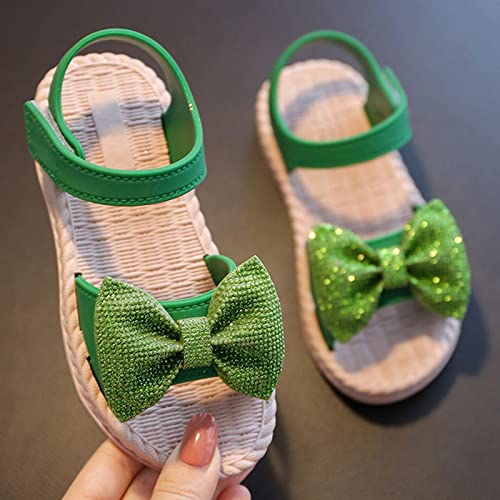 Kid Baby Girls Boys Child Shoes Summer Sandals Soft Rubber Sole Anti Slip Sandals Bowknot Cute (Green, 11 Little Child)3