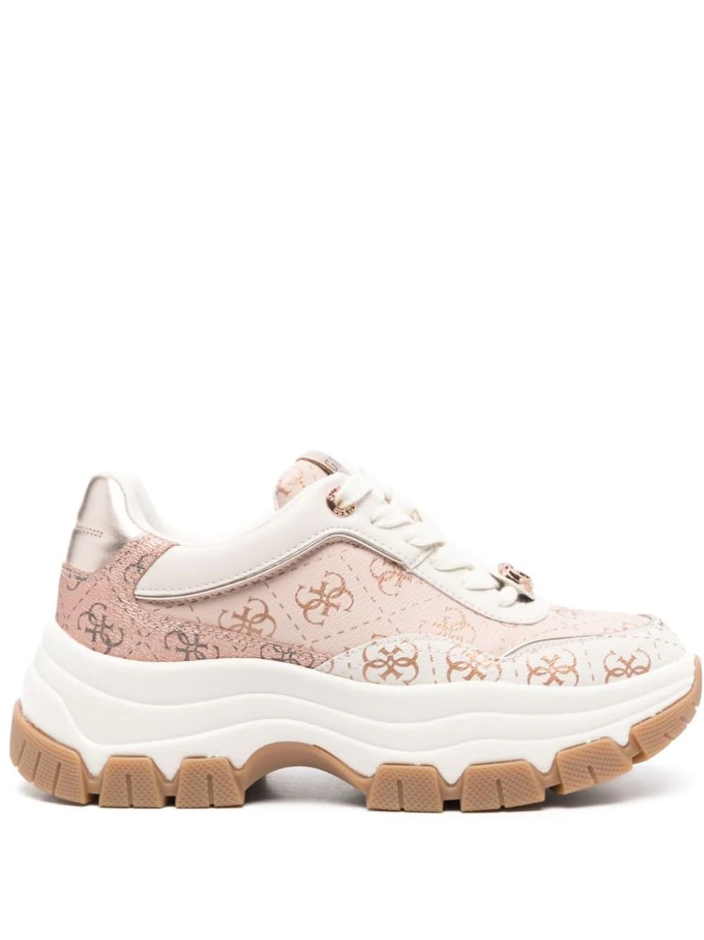 GUESS Carrli Sneaker Donna – Bianco Rosa, Tomaia Mista, Suola Sportiva, Taglia 40 EU