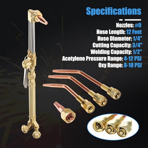 Oxy Acetylene Torch Kit, Cutting Torch Kit, Portable Oxy Brazing Set, Professional Oxygen Acetylene Welder Set Include Nozzles, Hoses, Regulator, Gauges, Check Valves, Storage Case Blue - Thumbnail 5