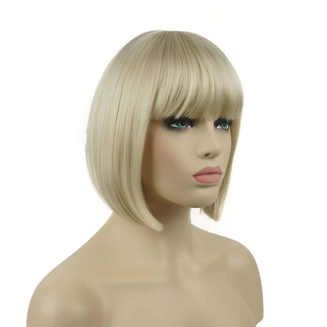 Lydell 20,3 cm glattes kurzes Bob-Haar, flacher Pony, niedlicher zentraler Punkt, hitzebeständig, synthetische Perücke (122)