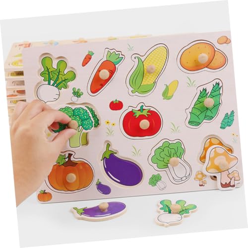 Angoily 2stücke Holz-Puzzle-brettspiel Für Kleinkinder Obst Und Gemüse-zuordnungspuzzle Montessori-lernspielzeug Sensorisches Puzzlespielzeug Aus Holz Pädagogisches Kinderspielzeug
