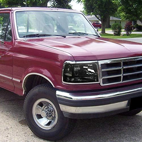 Spec-D Tuning Bronco Smoke Headlights Tinted Bumper Lights Corner Lamps Compatible with 1992-1996 Ford F150 F250 F350 L+R Pair Assembly Left + Right Pair Headlamps Assembly