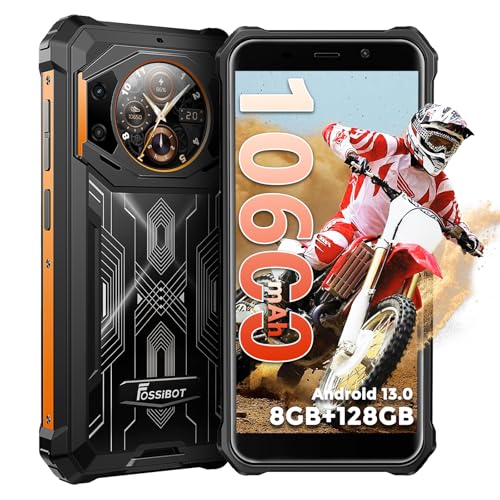 Image of FOSSIBOT F101 Pro Rugged CallPhone Unlocked,15+128GB /1TB Storage Waterproof Phone,4G Dual SIM OTG Octa-core Smartphone,18W10600mAh 123dB Loud Volume Phone 5.45 inch 24MP+8MP Camera (Orange)