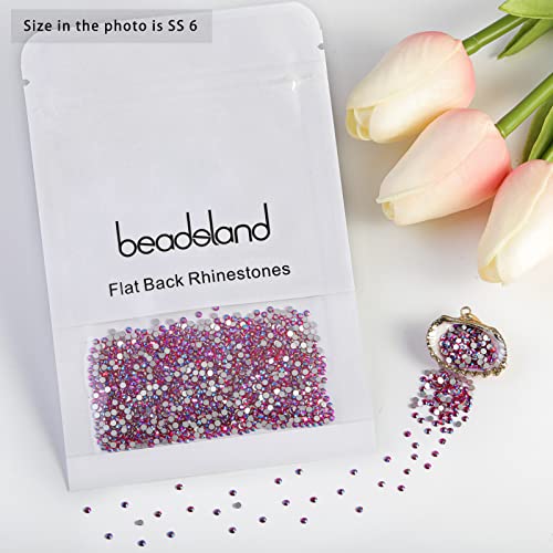 Image of Beadsland 1440 Pieces Flat Back Crystal Rhinestones Round Gems,Light Siam AB,SS6,1.9-2.1mm