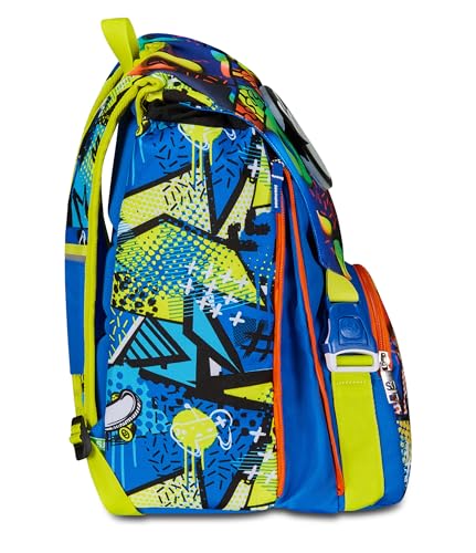 SJ Gang Zaino Scuola Estensibile, Blu, Sphere Full Boy, Zaino Doppio Scomparto Estensibile Tramite Zip Laterali, Tasca Porta Borraccia, Scuole Elementari e Medie, Bambino Ragazzo - 5