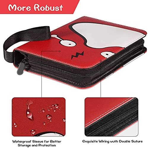Geecow 4-Pocket Binder Compatible with Pokemon Cards, Portable Storage Case with Removable Sheets Holds Up to 400 Cards-Toys Gifts for 3-8 Year Old Boys Girls (Red Psyduck)