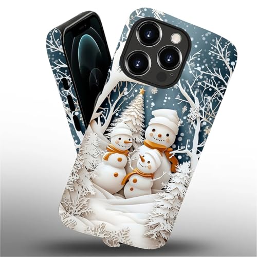 ANLUN STORE Compatible with iPhone 12/12 Pro Case,The Snowman Family Four Pattern 2 in 1 Double Protection,Anti-Scratch Shockproof Christmas Case for iPhone 12 Pro
