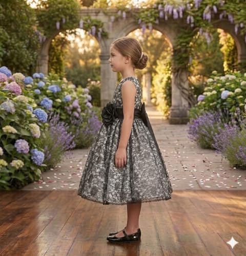 Image of Baby Girl's Poly Satin Flower Net Summer Knee Length Frock Kids Wear Birthday Dress