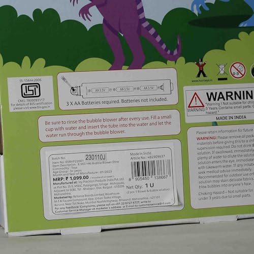 Image of Dino Bubble Blower Toy for Kids Ages 3+, Fun Bubble-Making Dinosaur Machine That Creates Endless Bubbles, Perfect for Outdoor Play, Parties, and Engaging Sensory Fun.