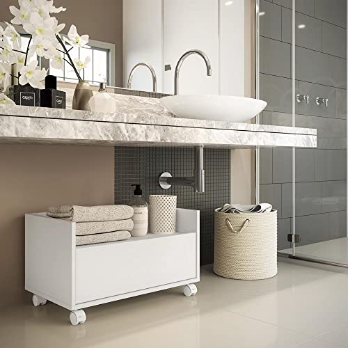 Gabinete Armário Banheiro 60 cm c/Rodízios Multimóveis Branco