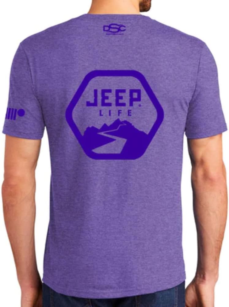 Jeep Life T-Shirt – Purple Heather Short Sleeve Tee with Sleeve Grille Logo – Officially Licensed Apparel
