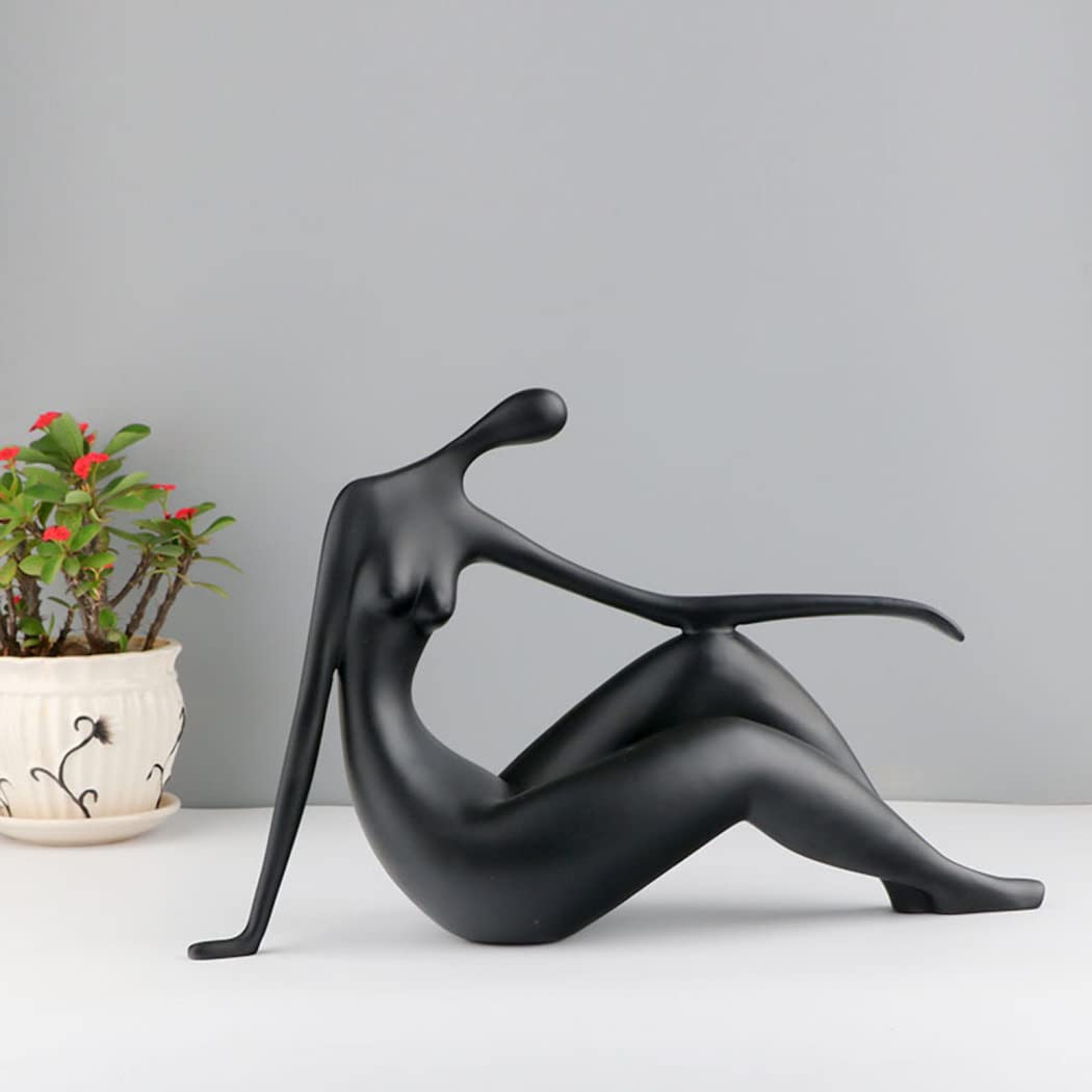 LGYKUMEG Modern skulptur Frau Wohnzimmer deko,nackte Frau Figur, Körperkunst Extrem einfache Statue Charakter, HomeOffice Bücherregal Dekor,Weiß,38 * 22cm