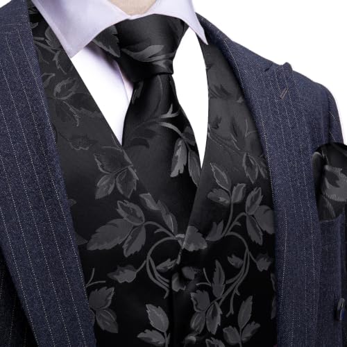 Image of Barry.Wang Formal Men Flower Vest Paisley Jacquard Silk Ties Suit Waistcoat Set Wedding 5PCS