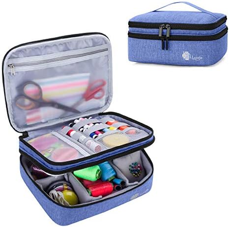 Luxja Sewing Accessories Organiser, Double-Layer Sewing Supplies Organiser for Needles, Scissors, Measuring Tape, Thread and Other Sewing Tools ( NO ACCESSORIES INCLUDED) (Purple, Small)