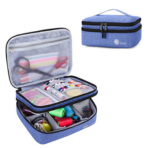 Luxja Double-Layer Sewing Accessory Case - Perfect for Organizing Threads, Needles, Scissors, and More!