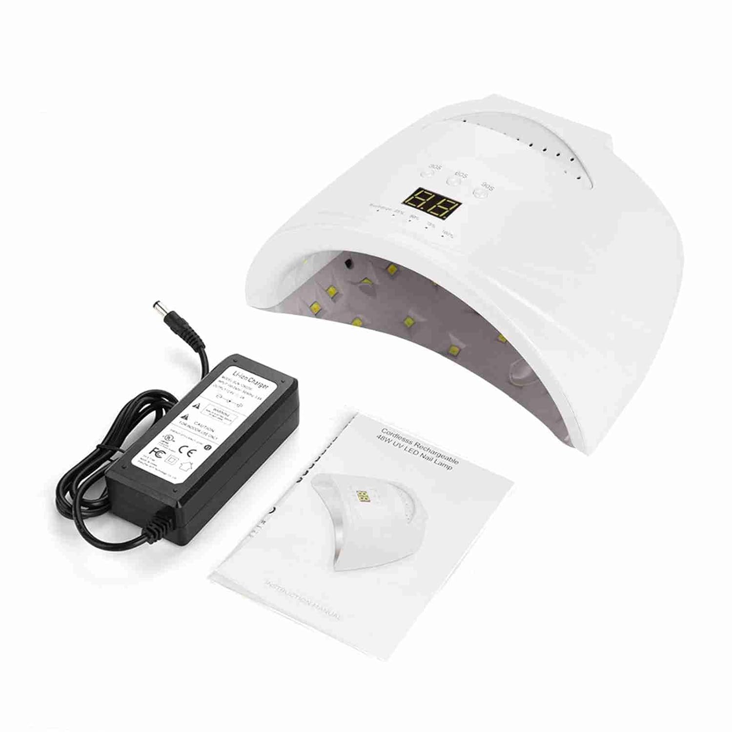 LED Nail Lamp, 48W Cordless Rechargeable Nail Lamp, Nail Led light Nail Polish Dryer Tool, Gifts for Woman Girl (US Plug)