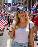 Waldeal American Flag Baseball Cap, Adjustable Cotton USA Flag Hat for Men Women, 4th of July Hats, Navy