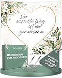 HOCHZEITSHELD Hochzeitsherz zum Ausschneiden (inkl 2 Scheren) - Hochzeitslaken Herz als schöne Hochzeitsdeko & beliebtes Hochzeitsspiele für das Brautpaar - Bettlaken Hochzeit für Standesamt Deko