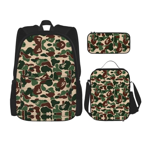 Sac à dos 3 en 1 noir avec sac à déjeuner et trousse scolaire
