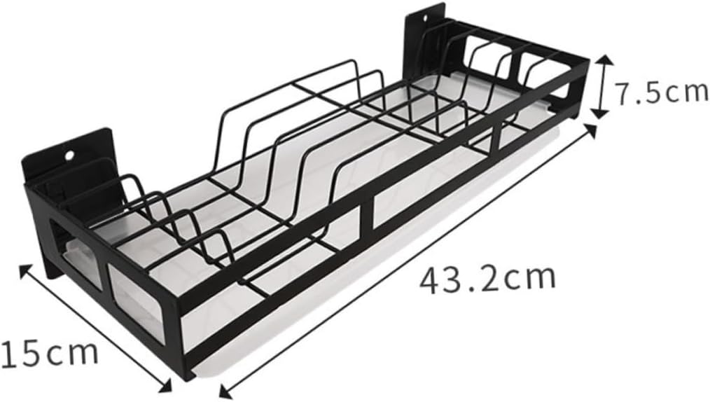BESTonZON 1ピーシー壁掛け型 多機能厨房収納ラック 免打孔 打孔対応 黒色 製