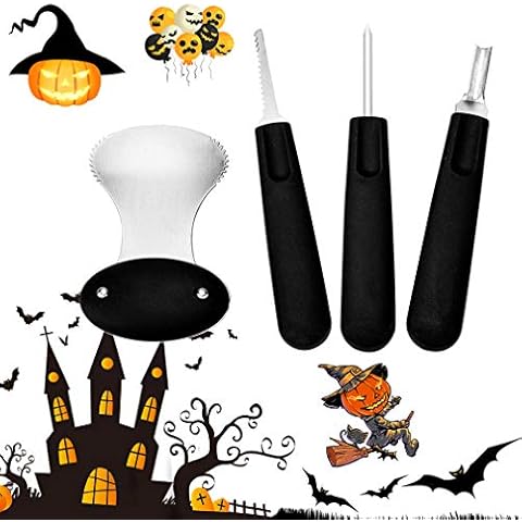 Diravo Kit-Includes 4 10 Stencils, Heavy Duty Stainless Steel Tool Set, Used As a Carving Knife for Pumpkin Halloween Decoration, one size, Black-4pcs Cover