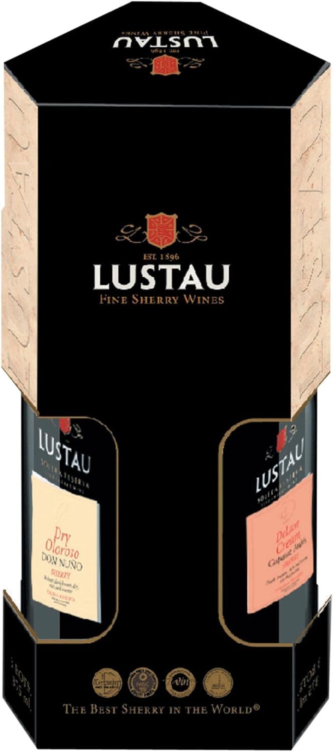 Lustau Sherry Trio Deluxe Geschenkpackung mit je 1 x 0,375 l: Sherry Jarana 15% vol. & Sherry Moscatel Emilin 17% vol. & Sherry Don Nuno 20% vol. (3 x 0.375 l)