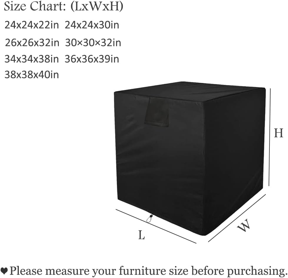 Square Air Conditioner Cover for Outdoor Units, Patio Heavy Duty Central Air Conditioner Covers Waterproof DustProof Full Protection Furniture AC Cover with Storage Bag (38x38x40in)