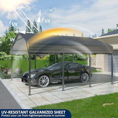 Image of AIRWIRE 10x15 Metal Carport Carports with Reinforced Base Heavy Duty Garage Outdoor Galvanized Car Shelter for Car, Boats and Truck