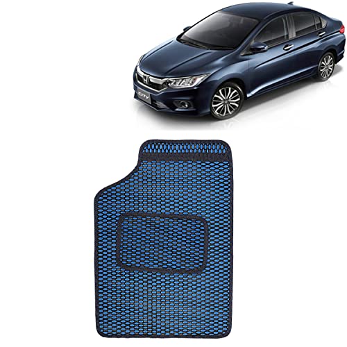 Image of Kingsway Dotted Design Car Floor Foot Mats Universal Fit for Honda City, Model Year : 2017-2019, Water and Dustproof, Color Blue, Set of 5 Pieces