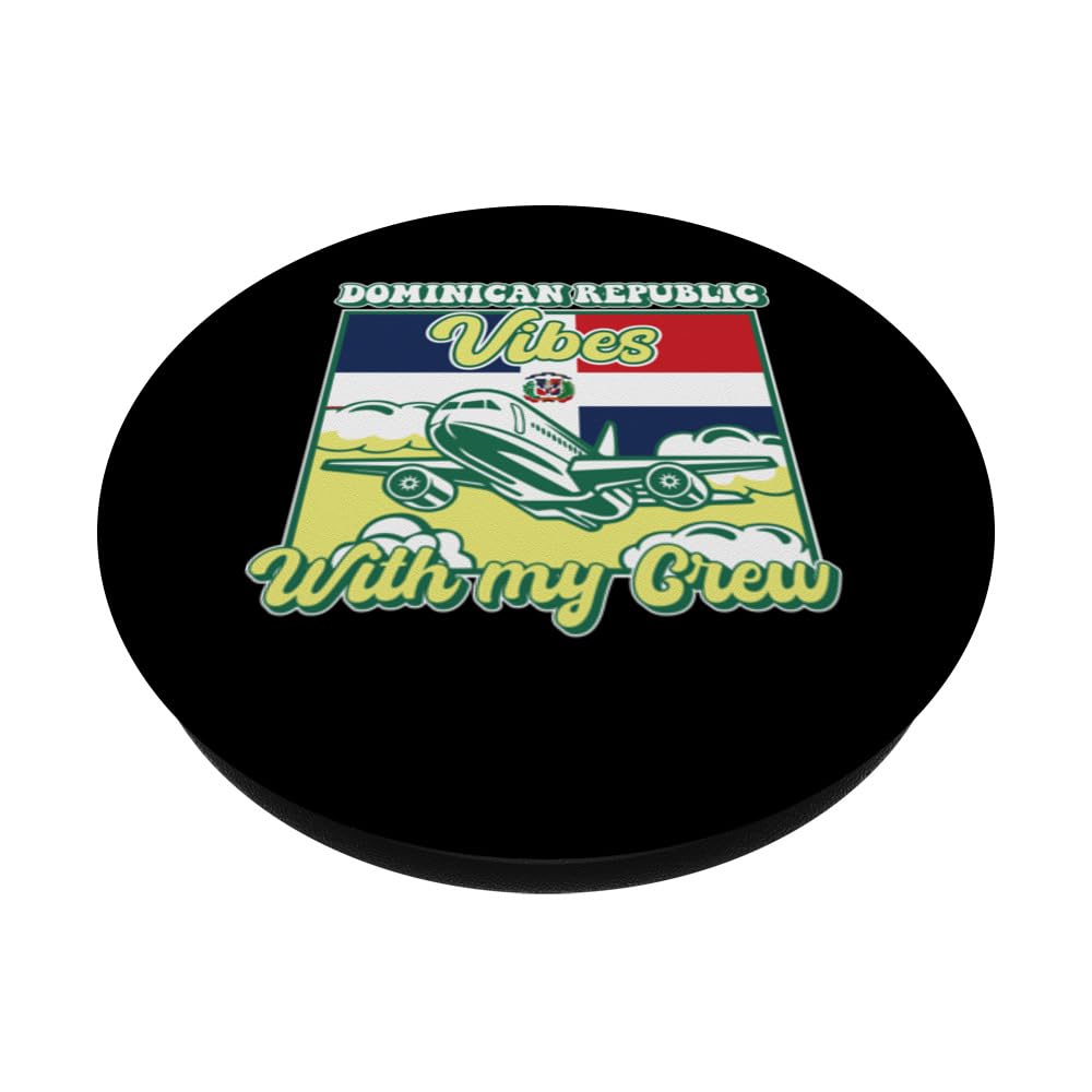Dominican Republic Vibes With My Crew Travel PopSockets Swappable PopGrip, Black - Image 2