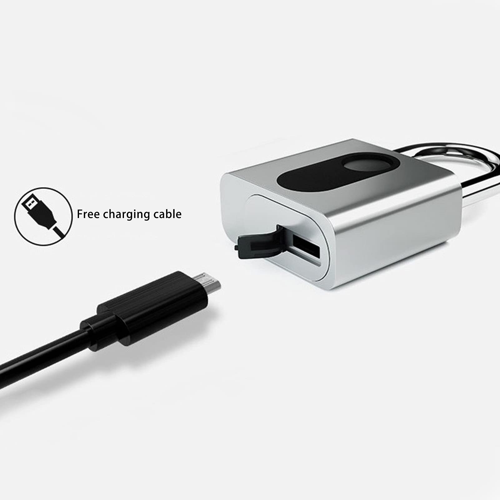 Candado con Huella Dactilar, con Carga USB Candado Inteligente Biométrico con Huella Digital Ideal Desbloqueo con Un Toque IP65 Candado Resistente Al Agua,Plata