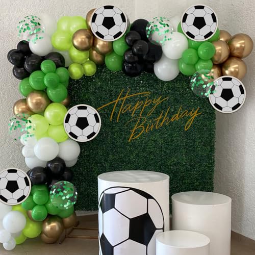 Image of 12inch Green and Black Balloons with White Lime Green Confetti Balloons | Football Theme, Baby Shower, Video Game, Birthday Party Decorations