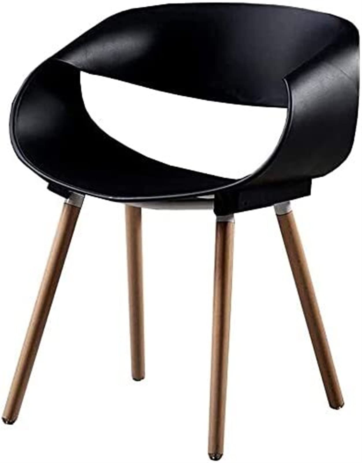 SJIALEN 1 Pcs Modern Kitchen Dining Chairs, Wood Legs Backrest Chair Dining Chairs Leisure Plastic Chair Office Meeting Chair Kitchen Chair (Color : Black, Size : 47x50x80cm)