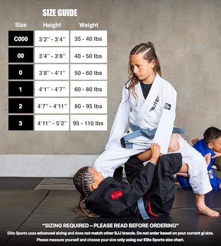Elite Sports IBJJF Ultra Light BJJ Brazilian Jiu Jitsu Gi for Kids with Preshrunk Fabric and Free Belt (White, 00)